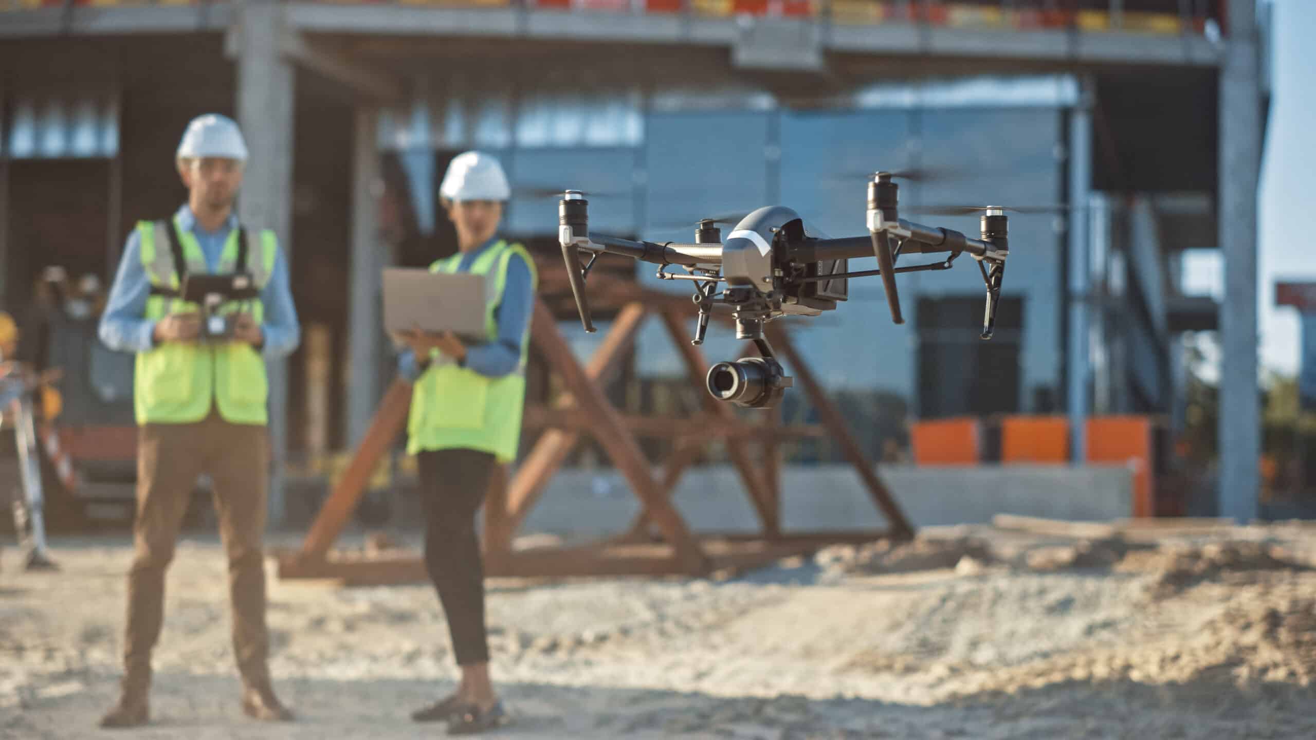 Drone survey at a construction site